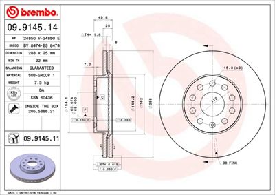 Bremsscheibe BREMBO 09.9145.11 | Sofort lieferbar & Fachberatung